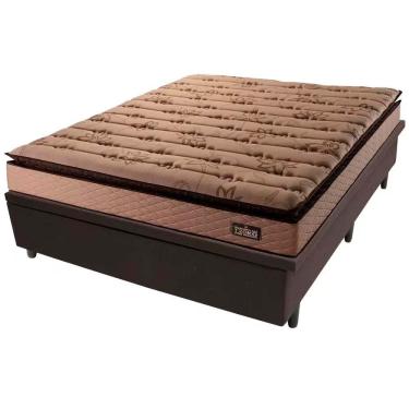 Imagem de Cama Box Baú Casal Van Gogh com Colchão Molas Ensacadas 138x188x68cm Caqui Marrom Hellen Estofados e Colchões