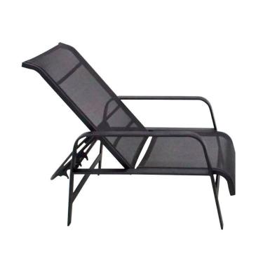 Imagem de Cadeira Espreguiçadeira Ajustável Para área Gourmet Telma Em Alumínio Preto