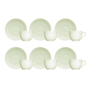 Imagem de Kit 06 Xícara Café Pires Verde Ment Chevron Germer Porcelana