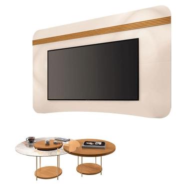 Imagem de Painel Suspenso Armony Off White Cinamomo com Kit Mesa de Centro Sky Cinamomo - HB Móveis