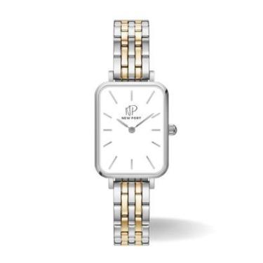Imagem de Relógio Feminino Quadrado Bicolor Casual Elegante New Port-Feminino