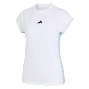 Imagem de Camiseta Adidas Essentials 3 Listras Branco e Azul Feminina-Feminino