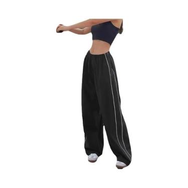 Imagem de Calças Cargo Baggy Vintage Y2K Femininas Com Cordão E Cintura Baixa, C