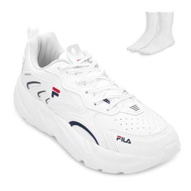 Imagem de Tênis Fila Street Fit 2 e Meia FL25, Branco, Marinho, 34