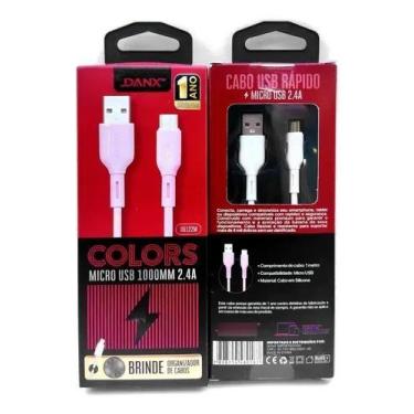 Imagem de Cabo Rápido Micro Usb 1 Metro 2.4a Danxdu122mBranco