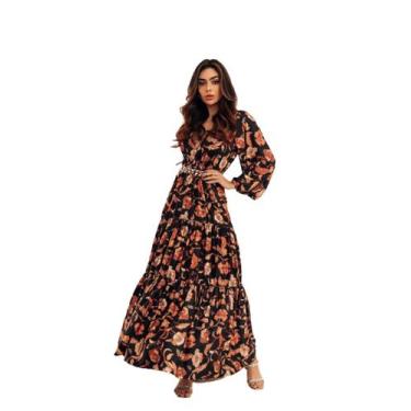 Imagem de Vestido Feminino Longo Moda Casual Floral - Claudia Filadelfo 