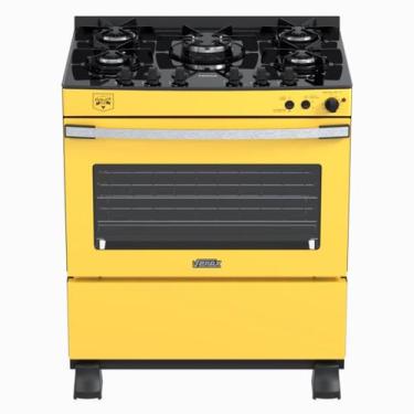 Imagem de Fogao 5 Bocas Venax Gaudi Vetro Vitreo Amarelo Gas Glp, Amarelo, 110V
