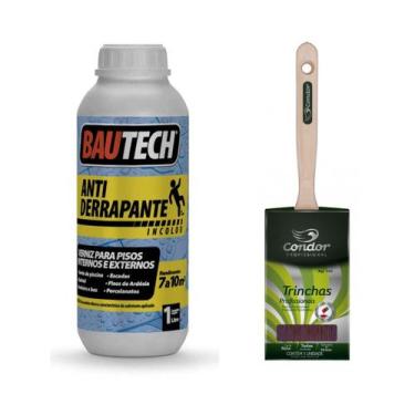 Imagem de Verniz Antiderrapante Bautech 1L (BRINDE Pincel / Trincha) - Kit Condo
