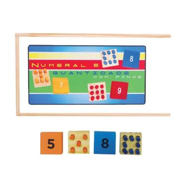 Imagem de Brinquedo Educativo Numeral e Quantidade com Pinos 18und em Madeira para Aprender Números Sonho de Criança