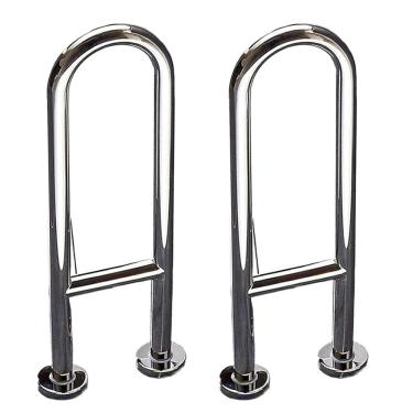 Imagem de Kit 2 Barras de Apoio em U Ideal Importados Aço Inox Banheiro para Idoso e Gestante 45cm