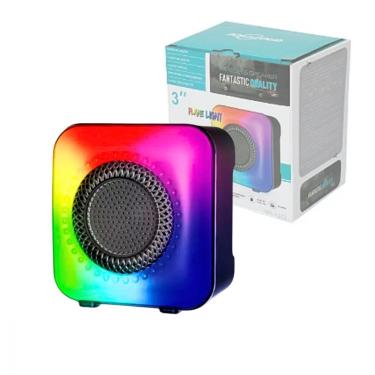 Imagem de Caixa de Som Bluetooth Portatil GTS-1373 com LED RGB Radio FM Entradas USB e Cartao Preto