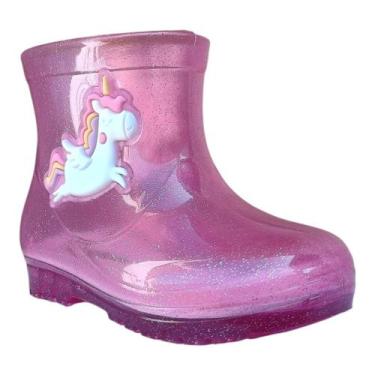 Imagem de Galochinha Infantil Menina Luelua Transparente Unicórnio, Cristal rosa
