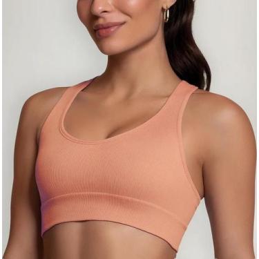 Imagem de Top feminino nadador sem costura canelado selene sport tamanho:mcor:sa