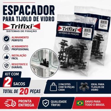 Imagem de Kit 20 Espaçadores Para Tijolo de Vidro Trifixi Preto 2 Pacotes KIT CO