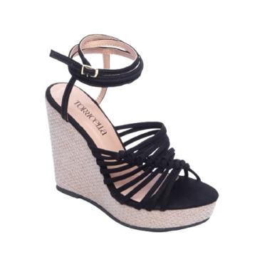 Imagem de Sandálias Femininas Anabela Cor Preta Número 36 Referencia 200.109B