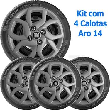Imagem de Kit 4 Calota Fiat Mobi Argo Novo Uno Aro 14 Grafite 291cb