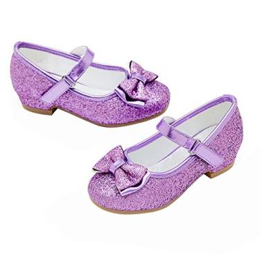 Imagem de STELLE Girls Mary Jane Glitter Shoes Low Heel Princess Flower Wedding Party Dress Pump Shoes for Kids Toddler