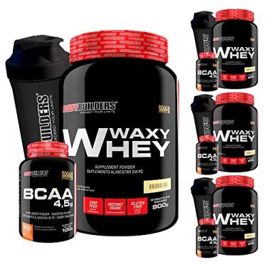 Imagem de Kit 4x Whey Protein 900g + 4x BCAA 100g + 4x Coqueteleira - Bodybuilders Sabor Baunilha