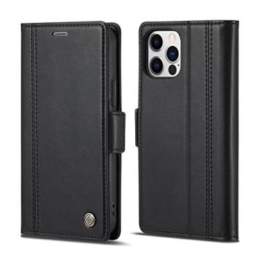 Imagem de GSYH Capa carteira para iPhone 13Mini/13/13 Pro/13 Pro Max, capa flip de couro PU magnético com proteção TPU à prova de choque interna compartimento para cartão, preto, 13 Mini 5,4 polegadas