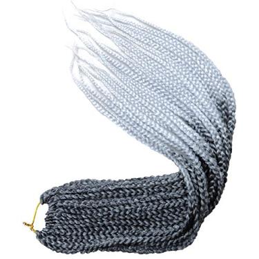 Imagem de Mayloss 6 Pacotes/lote (14/18/24/30) polegada 1 cm 20 Fios/pacote 3X Caixa Fina Trança Crochet Extensionin de Cabelo Diâmetro 3X Trança Sintética Extensões de Cabelo Crochet Tranças Cor de Cabelo (14 polegad, T1B/cinzento)