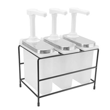 Imagem de Bomba dispensadora de molho, dispensador de bomba de condimentos com estrutura de ferro economia de trabalho destacável bomba de dosador de xarope de café multifuncional estação de bomba de condimento para (2L 40x18,5x35 cm/15,7x7,3x13,8 pol)