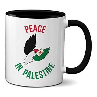 Imagem de Caneca Paz na Palestina Presente Criativo (Preta)