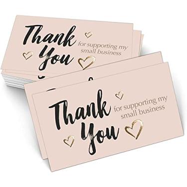 Imagem de easykart labels 120 Thank You For Supporting My Small Business Cards, tamanho do cartão de visita dourado 8,9 cm x 5 cm, cartões de agradecimento para loja de varejo online, pequenas empresas,