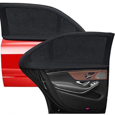 Imagem de Emoly Pacote com 2 persianas de janela lateral para carro, janela traseira universal para carro, janela para bebês, animais de estimação, persiana respirável, tela para a maioria dos carros/SUVs