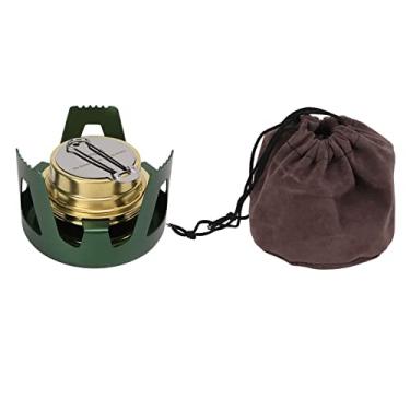 Imagem de Mini fogão de mochila a álcool, queimador portátil de latão com suporte e bolsa de armazenamento, para camping, mochila, piquenique(Green)