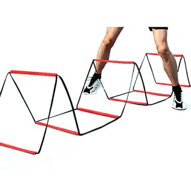 Imagem de Escada multifuncional flexível agilidade 8 degraus tira de nylon salto escada melhora a coordenação e velocidade cesta de treinamento de futebol, vermelho, 3,6 m