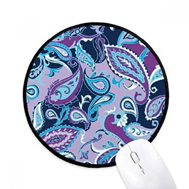 Imagem de Tapete de mouse com estampa abstrata de linha de ponto de flor azul tapete redondo para computador