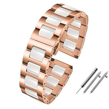 Imagem de CYSUE Pulseira de relógio inteligente 20mm 22mm Pulseira de cerâmica para Samsung Gear S2 S3 S4 Pulseira de substituição para Huawei Watch2 Pro gt2 Magic Bands (Cor: Branco Preto, Tamanho: 18mm)