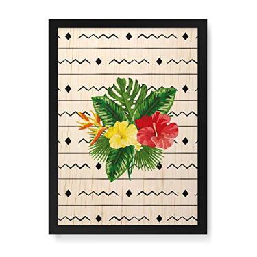 Imagem de Arte Maníacos Quadro Decorativo em Madeira Floral Fundo Branco - 23x16,25cm (Moldura caixa em laca preta)