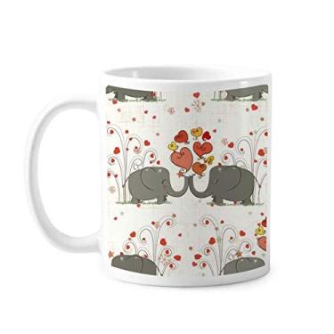 Imagem de Caneca cinza beijando elefantes Dia dos Namorados cerâmica xícara de porcelana café louça