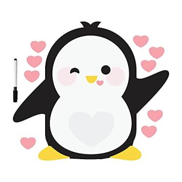 Imagem de Ímã de Geladeira Pinguim Romântico Amor Coração Porta Recado c/Caneta M Planner Divertido M