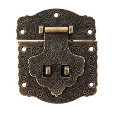Imagem de Gaveta antiga travas decorativas hasp jóias caixa de madeira meta hasp bloqueio trava com parafusos hardware de latão vintage 70 * 60mm YYDFPIIA