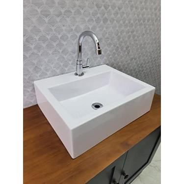 Imagem de Cuba Pia De Apoio Banheiro Torênia lux Branca45x36cm Casa Laura Decor