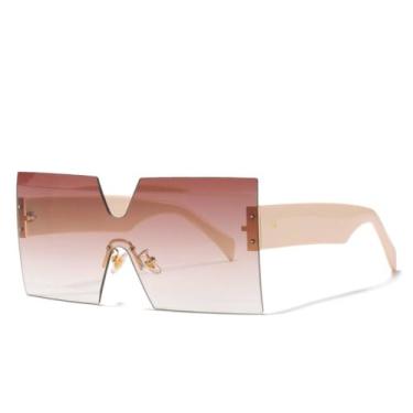 Imagem de Senhoras quadrados uma peça óculos de sol unissex moda óculos de sol feminino masculino máscara óculos na moda sem aro óculos para feminino uv400,7, um tamanho