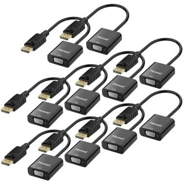 Imagem de Moread Adaptador DisplayPort (DP) para VGA, pacote com 10, porta de exibição banhada a ouro para adaptador VGA (macho para fêmea) compatível com computador, desktop, laptop, PC, monitor, projetor, HDTV - preto