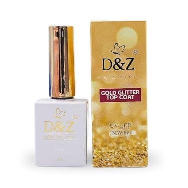 Imagem de Top coat para unha em gel D&Z com glitter dourado gold 8g