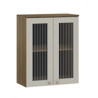 Imagem de Armário Aéreo 2 Portas Vidro Canelado 80cm Isis Luciane