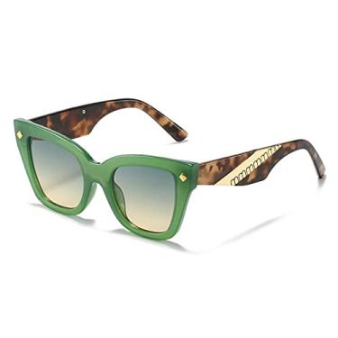 Imagem de Ã“culos de sol retângulo moda mulheres homens tons pequenos quadrados óculos de sol para feminino masculino verão viajando, verde amarelo