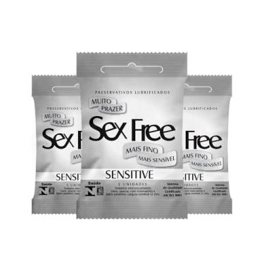 Imagem de Kit 3 Preservativo Sex Free Sensitive Mais Fino 3 Unidades