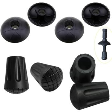 Imagem de DraCra Pacote com 8 bastões de trekking com pontas de borracha com conjunto de cesta de neve cestas de lama de areia rosqueadas para bengalas de caminhada, peças de reposição para escalada