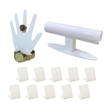 Imagem de Expositor de brinco pequeno + mão + Pulseira Redondo - Branco - Acriho