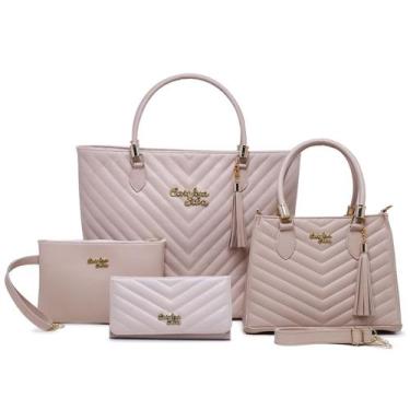 Imagem de Kit De Bolsas Lorena 4 Pecas  Bolsa Sacola  Carteira e Tira Colo Pacot