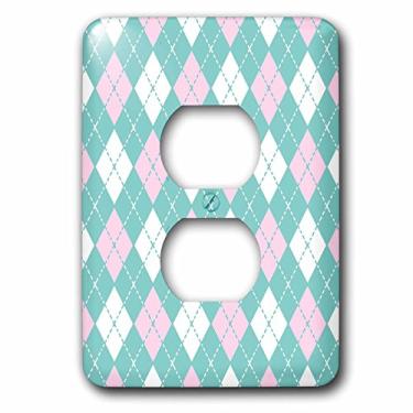 Imagem de 3dRose LSP_212470_6 Argyle Pattern Pink e Aqua Blue 2 Plug Outlet Cover
