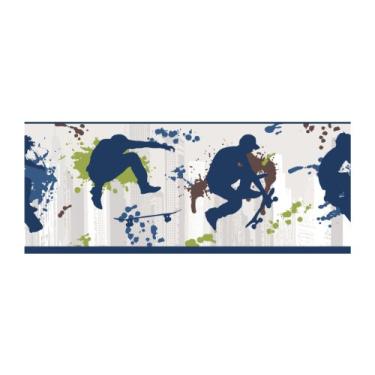 Imagem de York Wallcoverings Just Kids KD1823BD Bordas de skatista, azul