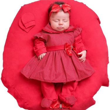 Imagem de Saída de Maternidade Menina Delicada Maya Vermelha 05 Peças - Amora Am