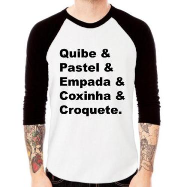 Imagem de Camiseta Raglan Quibe & Pastel & Coxinha & Empada & Croquete Manga 3/4